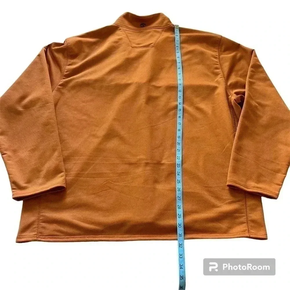 Timberland Mens 3XL 1/4 Zip Heavyweight Orange Sweatshirt Y2K - Picture 8 of 10